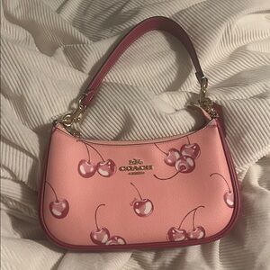 Coach Cherry Print Pink Shoulder Bag